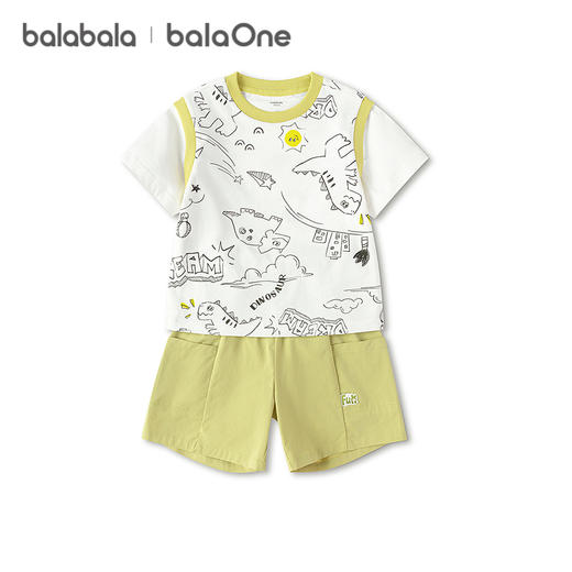 巴拉巴拉男童短袖套装儿童两件套2026新款夏时髦舒适假两件上下装 商品图4