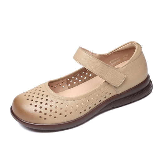 信诺真皮镂空妈妈鞋女软底舒适洞洞鞋透气中老年凉鞋2026夏季新款6C1018-05 商品图4