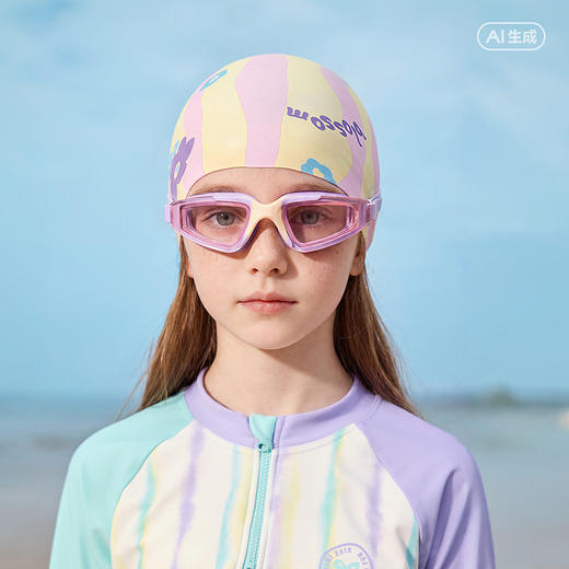 巴拉巴拉儿童泳帽男童女童2026年新款防水轻便携带游泳硅胶帽子潮 商品图3