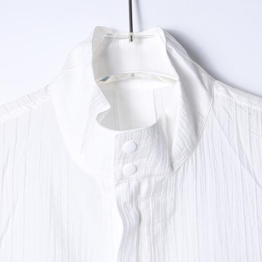 SDSA男装2026新款轻奢老钱风竖纹拉链立领短袖衬衫下摆松紧百搭 商品图1