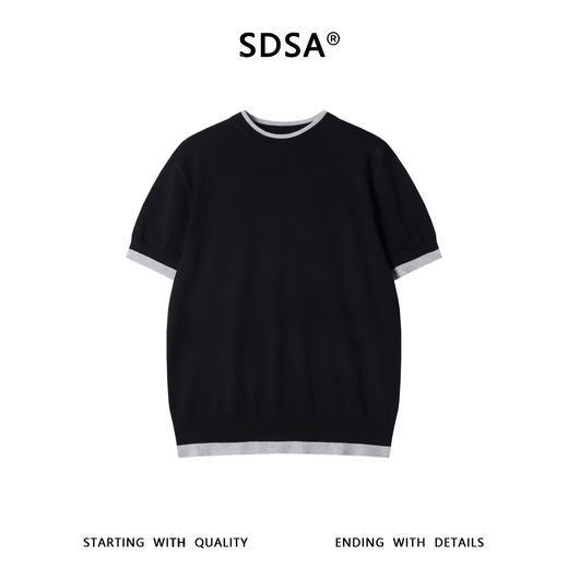 SDSA男装2026新款轻奢基础款撞色设计针织圆领短袖T恤百搭休闲 商品图0