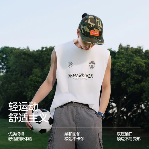 森马背心男夏季美式运动无袖针织衫2026新款纯棉简约印花通勤上衣 商品图2