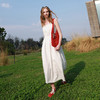三彩2026夏季新款无袖连衣裙可调节收腰A字裙长裙M 商品缩略图2