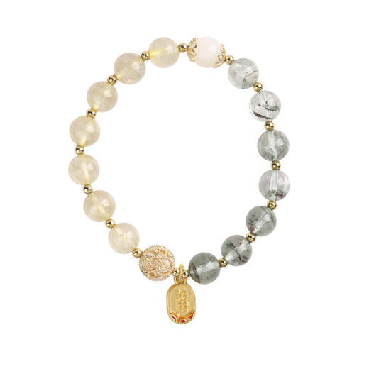 【祈愿吉品】天选聚金绿幽灵金发晶手链水晶串吉祥手链 商品图3