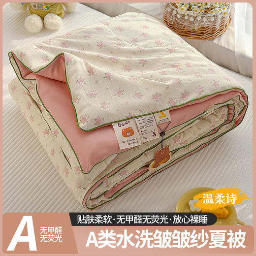 【109元2件 20色可选】 新款A类水洗皱皱纱亲肤柔软夏被可机洗 商品图13