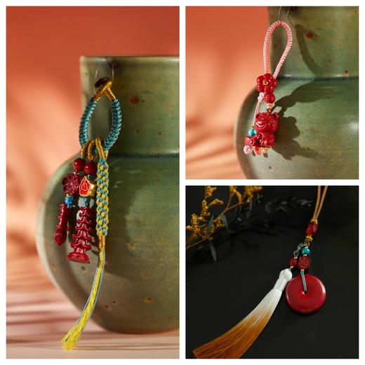 一周发货【包挂】天然朱砂平安扣挂件，草莓熊朱砂包挂 没有烦恼，朱砂文昌塔包挂，学生书包挂件 学业进步考试必备 送孩子送考生~ 商品图0