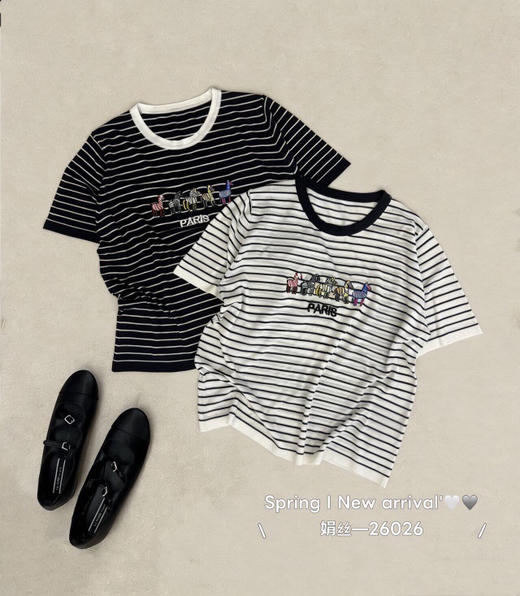 DYJ2602617绢丝小马刺绣条纹T 商品图6