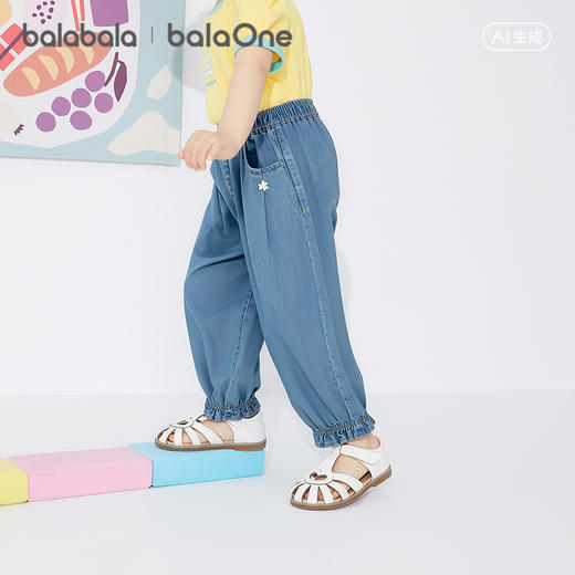 【balaOne】巴拉巴拉童装儿童长裤女童夏薄款2026新款花苞束口裤 商品图2