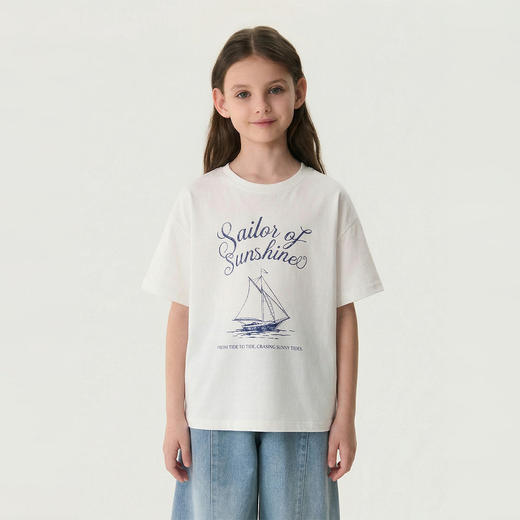 马克珍妮少女航海家女童纯棉条纹T2026年夏装新款560555 商品图3