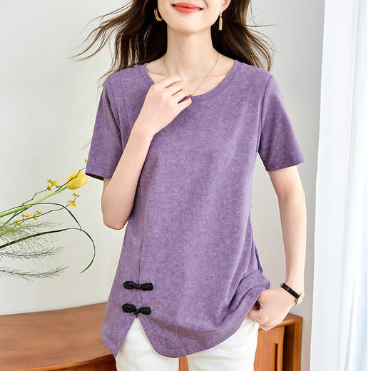 短袖t恤女夏季半袖上衣2026新款大码女装中长款女士洋气妈妈夏装 商品图4
