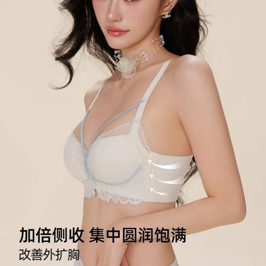 【饱满蜜桃❗️纯欲蕾丝聚拢内衣】一收一撑设计塑造饱满圆润胸型，打造自然蜜桃胸效果，聚拢上托同时侧收副乳，温柔又精致，无钢圈软支撑提拉文胸甜美女生胸罩 商品图1