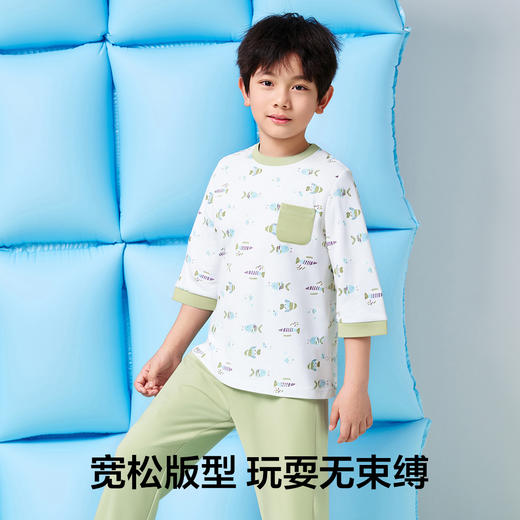 【清仓捡漏】【5A抑菌 凉爽透气】【120-160】【有棵树】男女童短袖长裤家居服套装 商品图8