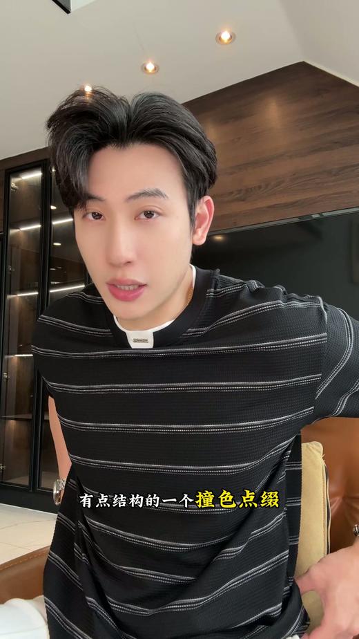 26622SDSA男装2026新款高贵轻奢韩版撞色细条纹肌理短袖T恤百搭时尚潮 商品图0