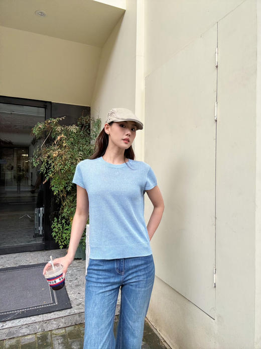 【防晒凉感】噢蜜ooomeooo🌊海水蓝圆领套头衫 商品图3