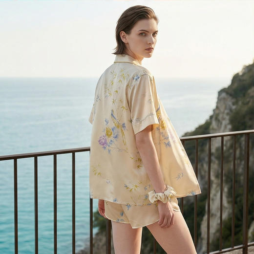 南法SJD/soie jardin3#东方幻境提花晕染短袖短裤重磅桑蚕丝提花外穿短套装S342 商品图5