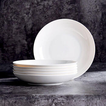 洁雅杰陶瓷盘家用白瓷盘子8英寸中式釉下彩餐盘菜盘汤盘微波炉可用6只装 /厨具 /餐具 /盘/碟 商品图3