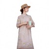 苎麻连衣裙洋气减龄七分袖，立领盘扣印花改良旗袍裙TT-96252 商品缩略图4