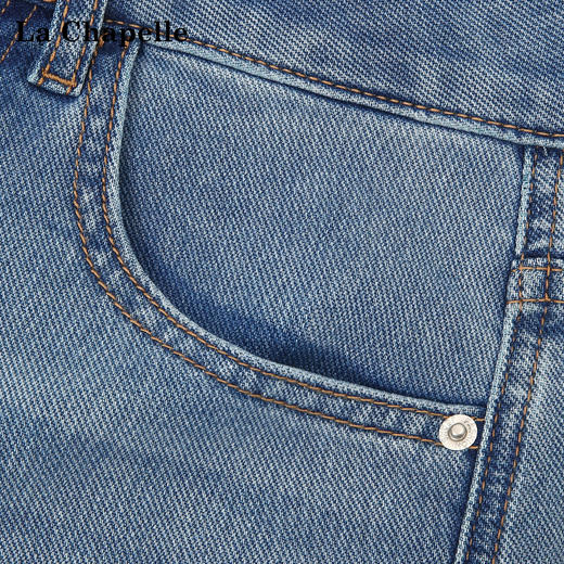 天猫同步【显瘦显腿直】拉夏贝尔/La Chapelle单扣后腰撞色标直筒牛仔裤气质百搭简约通勤风阔腿裤女 商品图2
