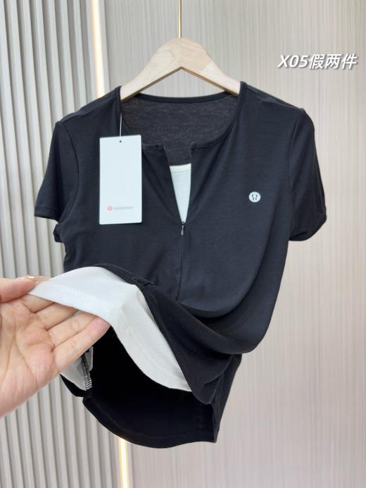 一包2件装，lulu2026夏季新款半拉链假两件褶皱收腰女士短袖T恤 商品图6
