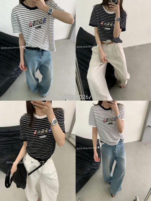 DYJ2602617绢丝小马刺绣条纹T 商品图8