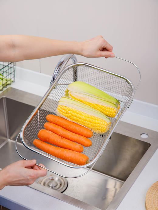 米马杂货场 不锈钢伸缩沥水篮 商品图0