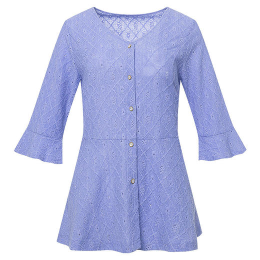 大码女装V领蕾丝上衣女春夏季2026年新款小衫中袖七分袖女士衬衫 商品图4