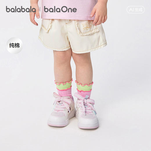 巴拉巴拉童装女童男童短裤儿童裤子2026夏装新款卡通印花毛边口袋 商品图1