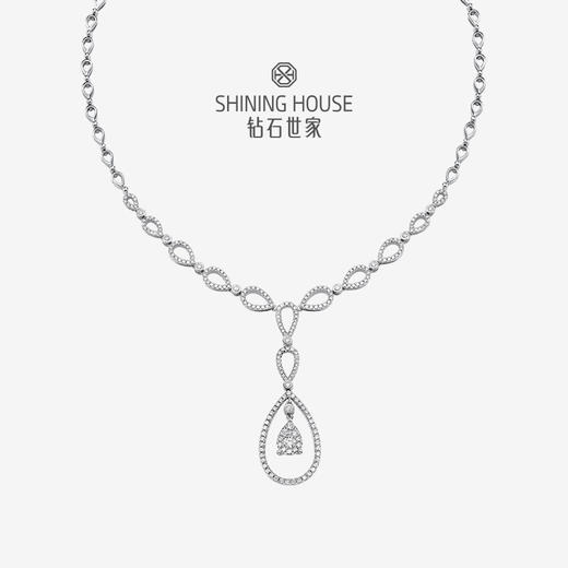 幻美佳人系列[天然] 钻石世家 18k金钻石项链 18K金钻石耳饰 天然真钻K金项链K金耳饰婚嫁结婚订婚耀目群镶18K金天然真钻钻石项链钻石耳饰（预计3天发货） 商品图0