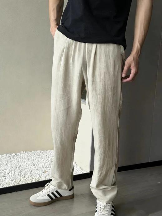 3色可选 罗蒙老钱风男士亚麻天丝休闲裤 商品图3