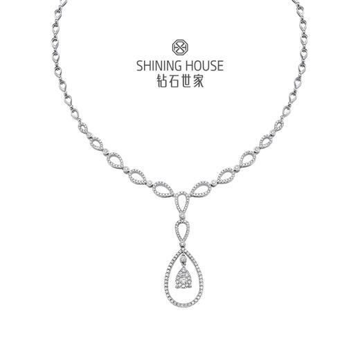 幻美佳人系列[天然] 钻石世家 18k金钻石项链 18K金钻石耳饰 天然真钻K金项链K金耳饰婚嫁结婚订婚耀目群镶18K金天然真钻钻石项链钻石耳饰（预计3天发货） 商品图1