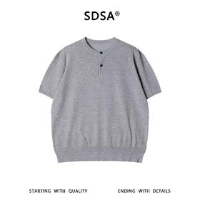 SDSA男装2026新款轻奢基础款老钱风针织半纽扣圆领短袖T恤百搭