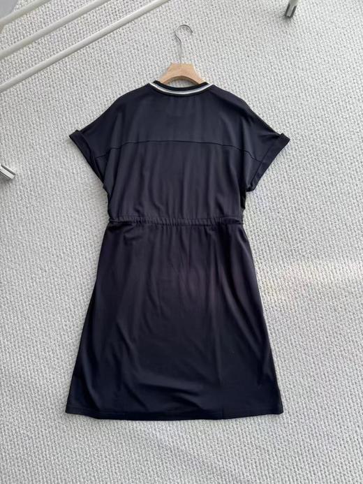 F040935夏季新款复古学院风纯色刺绣吸湿透气女子宽松休闲T恤连衣裙 商品图6