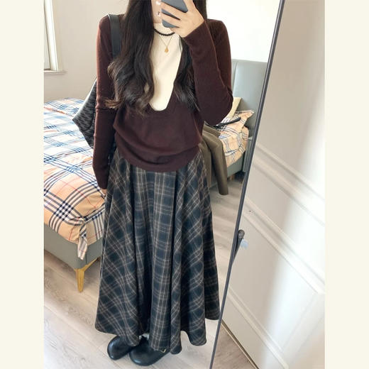 裁缝学苑AH143裙子毛呢格子半身长裙纸样女装梨型身材半身裙样板 商品图4