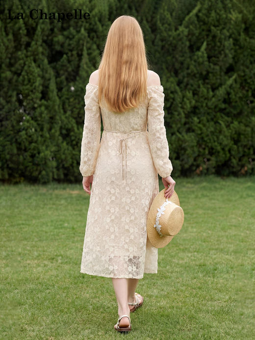 天猫同步【两穿！法式浪漫】拉夏贝尔/La Chapelle方领两穿长袖连衣裙温柔甜美法式少女仙女裙小礼服 商品图4