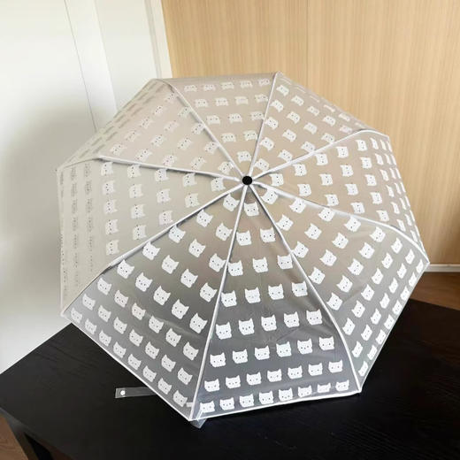 【坚固耐用！晴雨两用】猫咪磨砂晴雨两用清新米透明雨伞可爱兔全自动儿童菲折叠卡通学生。xb 商品图3