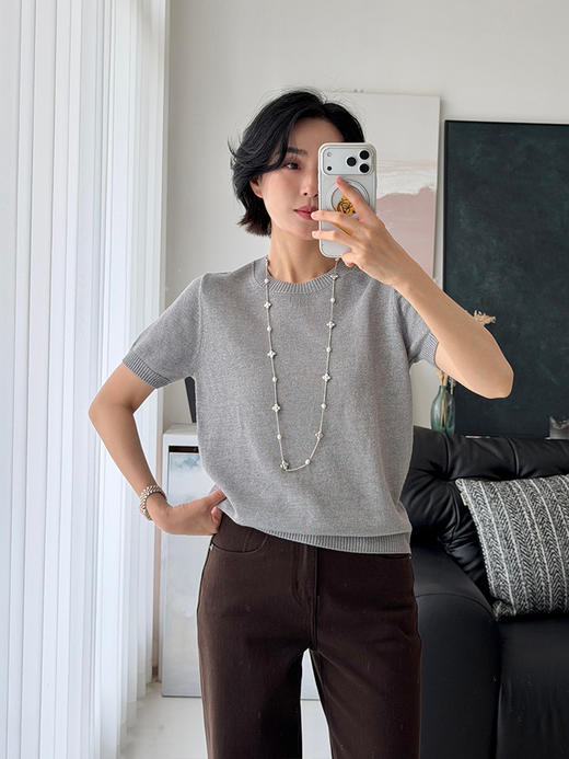 04/10上新｜气质显瘦款  和纸纱 春夏百搭圆领短袖上衣 商品图2