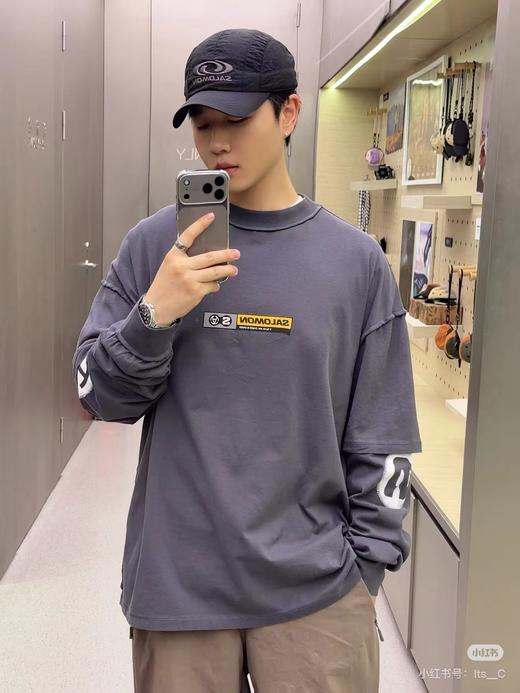 F040922夏季新款户外时尚休闲宽松日常通勤复古长袖圆领T恤 商品图9