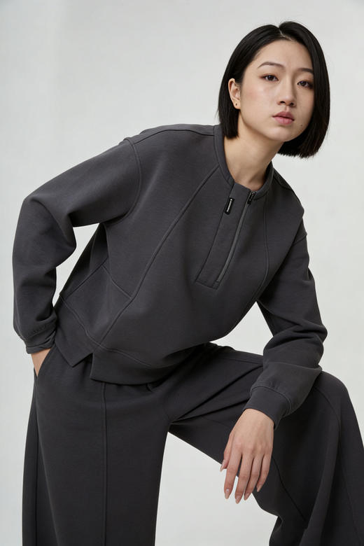 水淼2026春新款拉链圆领针织衫2333 商品图0