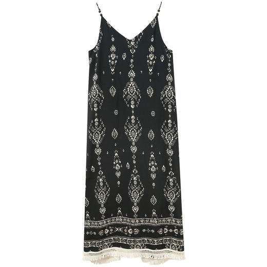 三彩2026夏季新款波西米亚吊带裙印花无袖连衣裙度假M 商品图4