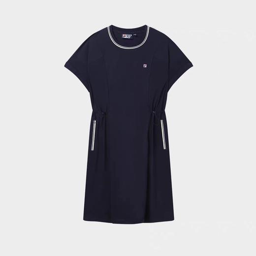 F040935夏季新款复古学院风纯色刺绣吸湿透气女子宽松休闲T恤连衣裙 商品图5