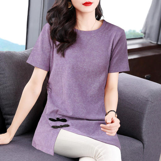 短袖t恤女夏季半袖上衣2026新款大码女装中长款女士洋气妈妈夏装 商品图2