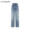 天猫同步【显瘦显腿直】拉夏贝尔/La Chapelle单扣后腰撞色标直筒牛仔裤气质百搭简约通勤风阔腿裤女 商品缩略图0