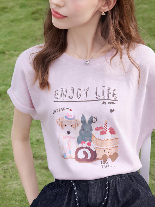 【百图lulu定制】【派对T恤】夏季卡通 彩绘 减龄 百搭 圆领 短袖 T恤 商品图8