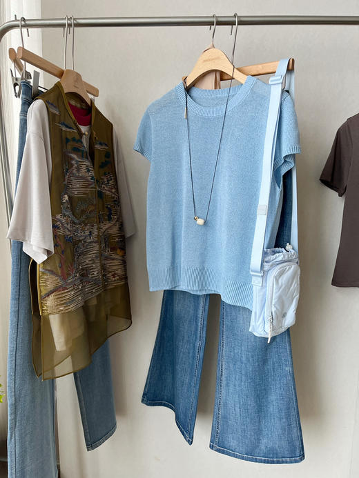 【防晒凉感】噢蜜ooomeooo🌊海水蓝圆领套头衫 商品图9