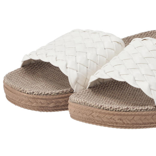 室内居家女士春季夏季拖鞋仿皮编织厚麻底拖鞋 商品图2