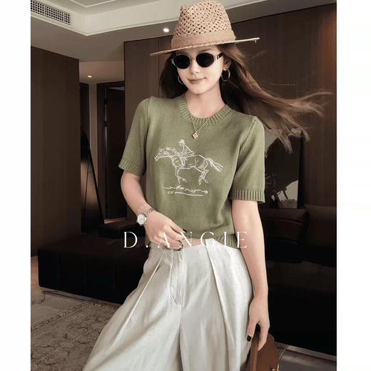 DYJ3906175马术刺绣短袖上衣 商品图1