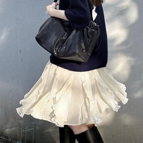 法式蕾丝蛋糕裙 | 清透米白雪纺皱轻盈飘逸，春夏穿太舒服，短/长款可选【3-5天发货】