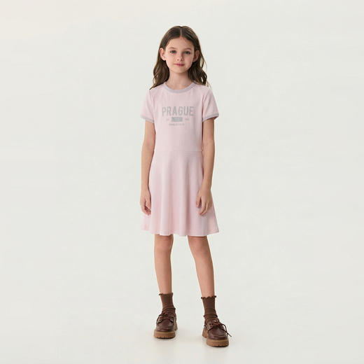 马克珍妮复古运动风女童柔弹罗纹连衣裙2026年夏装新款560556 商品图3