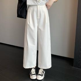 【春日蓝调】折纸九分裤！2026休闲慵懒中高腰阔腿裤女九分裤显瘦解构分割裤！