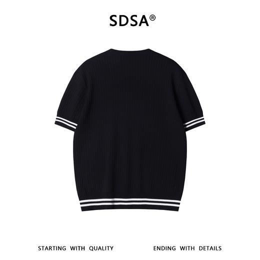 SDSA男装2026新款高贵轻奢日系简约竖纹撞色针织圆领短袖T恤休闲 商品图4